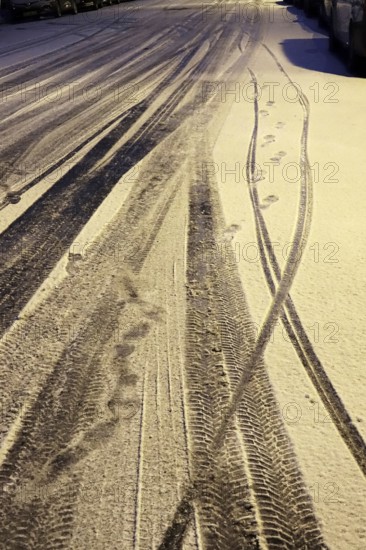 Slippery roads, winter, Germany, Europe