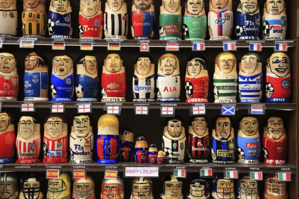 Souvenirs, matryoshka, matryoshka or babushka dolls are Russian dolls made of wood and colourfully painted, nestable, egg-shaped dolls with talisman character, Prague, Czech Republic, Europe