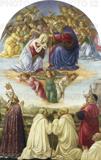 The Coronation Of The Virgin (ca. 1492), Painting by Sandro Botticelli (1 March 1445, 1510), one of the most important Italian painters and draughtsmen of the early Renaissance, Historic, digitally restored reproduction from an original, Record date not stated