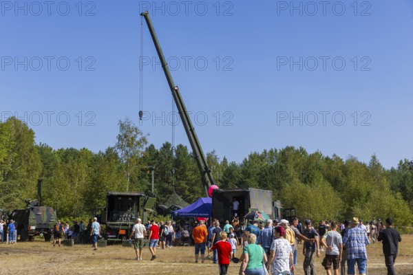 The Oberlausitz military training area opened its Tor tor to thousands of visitors for the Open Day at the Oberlausitz military training area to give them an insight behind the scenes of the Bundeswehr in Saxony. The soldiers presented a wide range of large and small equipment and gave an impressive demonstration of what they are capable of, Open Day at the Oberlausitz military training area, Weißkeißel, Saxony, Germany, Europe