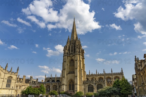 The university church Church of St Mary the Virgin at dusk, Oxford, Oxfordshire, England, Great Britain