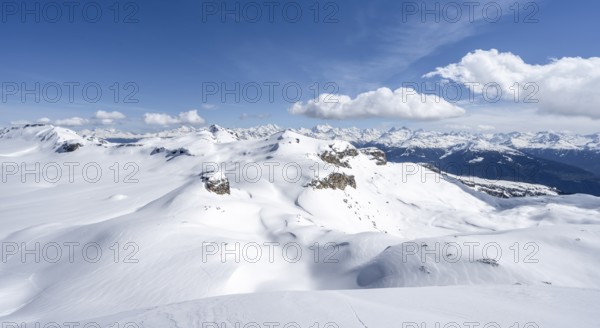 Mountain landscape with snow, view from the summit Wisshore to the Pointe de la Plaine Morte, Bernese Alps, Switzerland, Europe