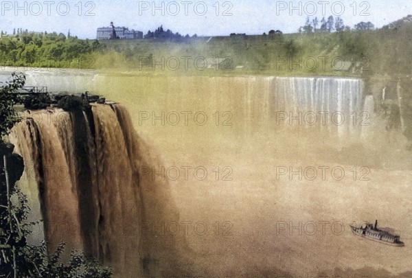 Niagara Falls, Canada, USA, Historical, digitally restored reproduction from a 19th century original, Record date not stated, North America