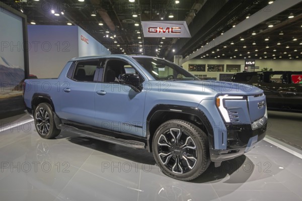 Detroit, Michigan USA - 10 January 2025 - The GMC Denali Sierra EV on display at the 2025 Detroit Auto Show