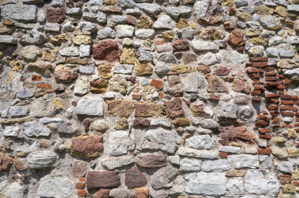 Wall stones with different types of stone, full-size, Staufen Castle ruins, Staufen im Breisgau, Markgräflerland, Black Forest, Baden-Württemberg, Germany, Europe