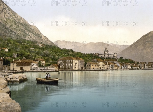 Perzagno, today Prcanj, Dalmatia, Croatia, Austro-Hungary, digitally restored reproduction from a 19th century original, record date not stated, now Prcanj, Dalmatia, Croatia, Austro-Hungary, digitally restored reproduction from a 19th century original, record date not stated, Europe