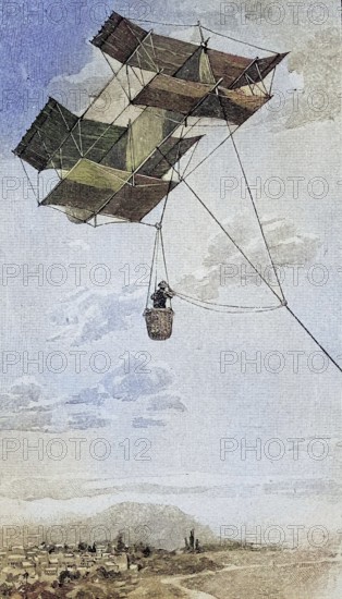 Observation kite, 1887, Germany, Historic, digitally restored reproduction of a 19th century original, exact original date unknown, Europe