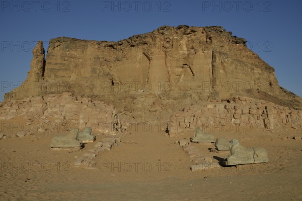 Aries Sphinx of Amun temple at the foot of Jebel Barkal, Karima, State of ash-Schamaliyya, Nubia, Sudan, Africa