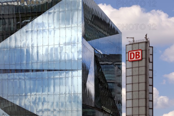 Cube Berlin and DB Logo, Washingtonplatz, Berlin, Germany, Europe