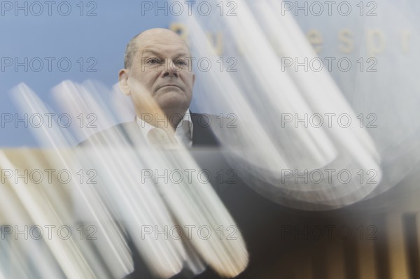 Olaf Scholz (SPD), Federal Chancellor, recorded at a federal press conference on current domestic and foreign policy issues Berlin, 14.07.2023., Berlin, Germany, Europe