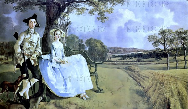 Mr. and Mrs. Andrews is the title of an oil painting by the English painter Thomas Gainsborough, Historic, digitally restored reproduction of a 19th century original, exact date unknown