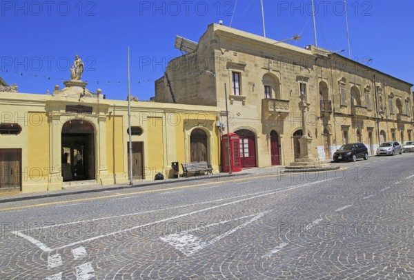 Historic buildings village street and folklore museum in Gharb, Gozo, Malta, Europe