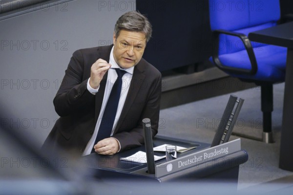 Robert Habeck (Alliance 90/The Greens), Federal Minister for Economic Affairs and Climate Protection and Vice-Chancellor, speaks in the German Bundestag. Berlin, 01.02.2024