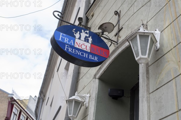 Nose sign of a French bar in Riga, Latvia, Europe