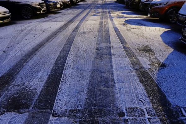 Slippery roads, winter, Germany, Europe