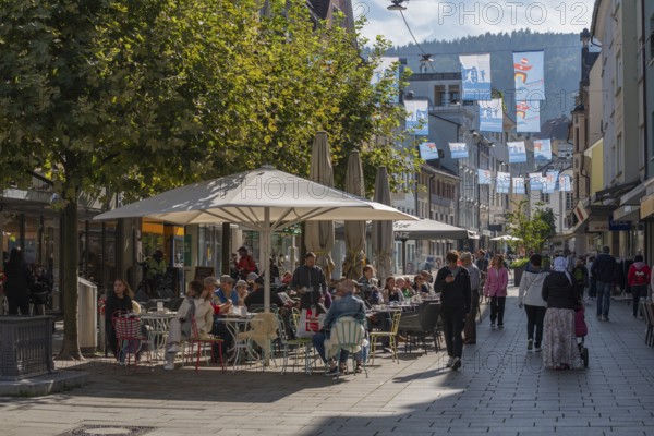 Bregenz on Lake Constance, old town, pedestrian zone, café, shops, provincial capital Voralberg, Austria, Europe