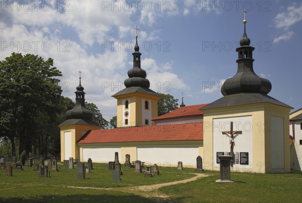 Historic cemetery of the pilgrimage church Maria Loreto in Starý Hroznatov, Altkinsberg, Cheb district, Cheb, Bohemia, Egerland, Czech Republic, Czech Republic, Europe