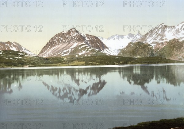 Lyngseidet, Lyngenfjord, fjord in Fylke Troms, Norway, View from 1885, Historical, digitally restored reproduction from a 19th century original, Record date not stated, Europe