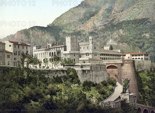 Palais du Prince, Prince's Palace, Monaco, 1890, Historical, digitally restored reproduction from a 19th century original, Record date not stated, Europe