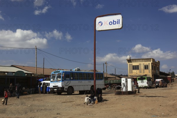 In the highlands of Abyssinia, in the Semien Mountains, Semien Mountains, village of Debark, petrol station, Ethiopia, Africa