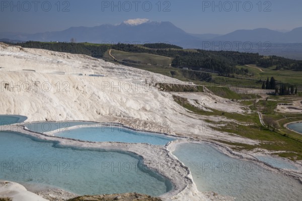 Sintered limestone terraces of Pamukkale, Pamukkale, Denizli province, Aegean region, Turkey, Asia