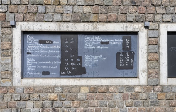 Price list for food and drinks in a garden restaurant, Berlin, Germany, Europe