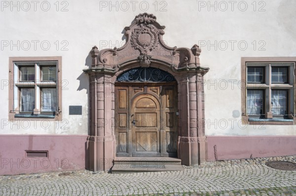 Historic entrance portal of the Old Town Hall from 1527, Market Square, Endingen, Baden-Württemberg, Germany, Europe