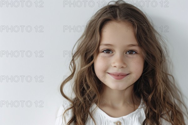 Smiling girl child on white background. KI generiert, generiert, AI generated