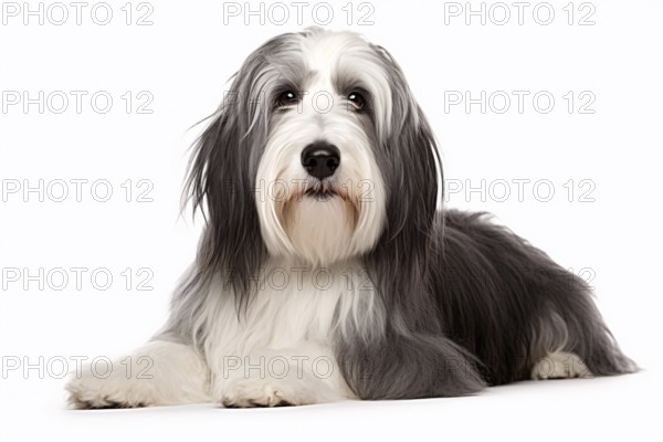 Bearded Collie dog on white background. KI generiert, generiert AI generated