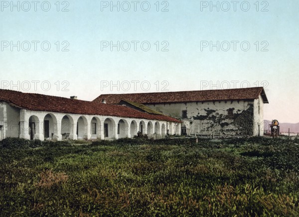 Mission San Miguel, California, United States of America, USA, digitally restored reproduction from a 19th century original, record date not stated, California, United States of America, digitally restored reproduction from a 19th century original, record date not stated, North America