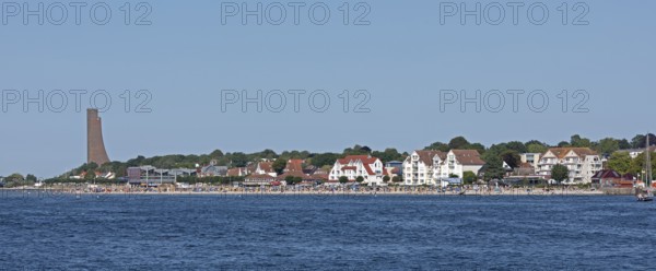 Houses, beach, naval memorial, Laboe, Schleswig-Holstein, Germany, Europe