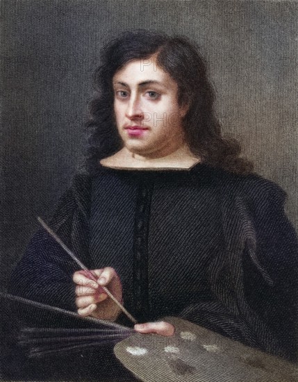 Bartolome Esteban Murillo, ca. 1618-1682, Religious painter of the Baroque period. From the book Gallery of Portraits, published in 1833, Historic, digitally restored reproduction from a 19th century original, Record date not stated