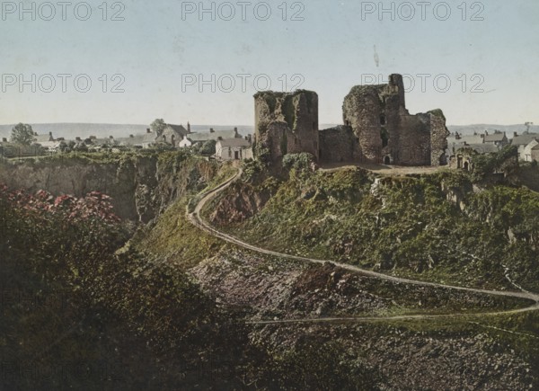 Kilgerran Castle, a ruined castle near Campbeltown in the Scottish administrative division of Argyll and Bute, Scotland, c. 1890, Historical, digitally restored reproduction from a 19th century original