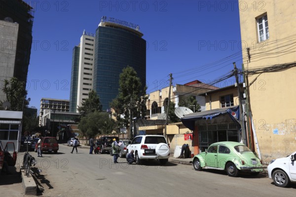 Addis Ababa, city centre, houses along Churchillroad, Ethiopia, Africa