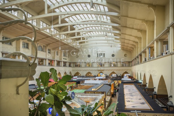 Built in 1912 in Art Nouveau style and opened in 1914, the Stuttgart market hall is now a listed building and is one of the sights of the city of Stuttgart, Baden-Württemberg, Germany, Europe