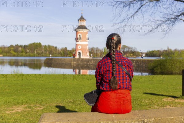 Lighthouse at the Fasanenschlösschen, Moritzburg, Saxony, Germany, Europe