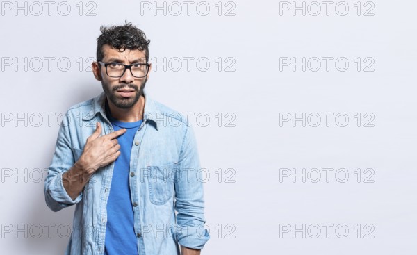 Confused man pointing at himself, confused person pointing at himself isolated, confused people pointing at himself isolated