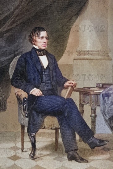 Franklin Pierce 1804 to 1869, 14th President of the United States 1853 to 1857, After a painting by Alonzo Chappel, Historic, digitally restored reproduction from a 19th century original, Record date not stated