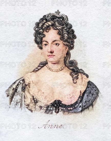 Queen Anne, 1665-1714, Queen of Great Britain from 1702 to 1714 Second daughter of James II, Historical, digitally restored reproduction from a 19th century original, Record date not stated