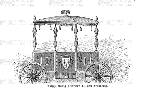 Carriage, City carriage of King Henry II, France, Illustration from 1880, Historical, digital reproduction of an original from the 19th century, Europe