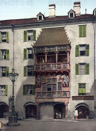 The Golden Roof in Innsbruck, Austria, Historical, digitally restored reproduction from a 19th century original, Record date not stated, Europe