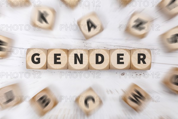 Gender as a symbol for gender-appropriate language on dice Communication concept in