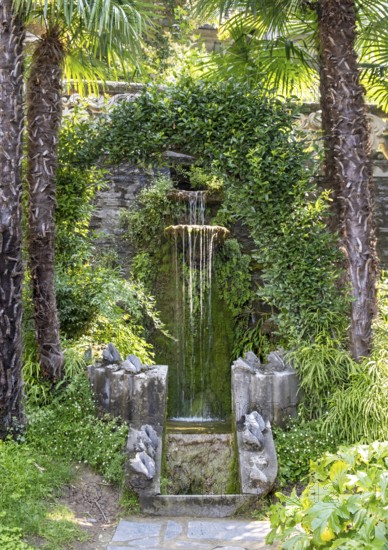 Waterfall, Villa Monastero, Varenna, Lake Como, Lago di Como, Italy, Europe