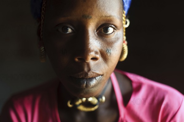 Portrait of a young woman from the Fula ethnic group Gambia