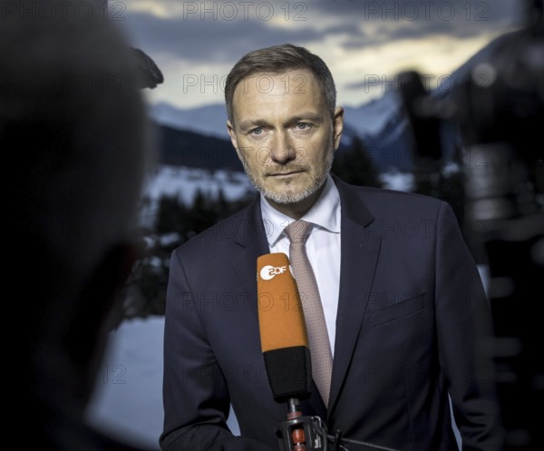 Christian Lindner (FDP), Federal Minister of Finance, photographed during his participation in the World Economic Forum in Davos. Here during an interview for ARD. Photographed on behalf of the Federal Ministry of Finance