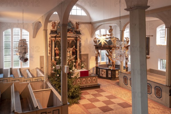 Seamen's Church at Christmas time, Prerow, Mecklenburg-Western Pomerania, Germany, Europe