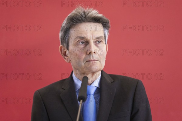 Rolf Mützenich, SPD parliamentary group leader, recorded as part of a press statement in front of the parliamentary group meeting of the SPD parliamentary group in the German Bundestag in Berlin, 9 April 2024