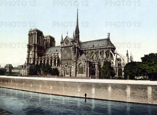 Church of Notre-Dame de Paris, Our Lady, Cathedral, Paris, France, 1890, Historic, digitally restored reproduction from a 19th century original, Record date not stated, Europe