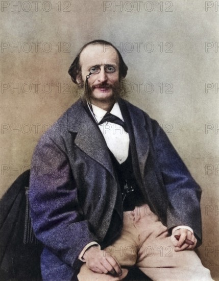 Jacques Offenbach (1819-1880), born Jakob Levy Eberst Offenbach in Cologne. German-born French composer and conductor of the Opera-Comique. After a photograph by Nadar, pseudonym of Gaspard-Felix Tournachon (1820-1910) ., Historic, digitally restored reproduction from a 19th century original, Record date not stated