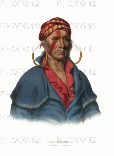 American Indian, Native American, Payta-Kootha, warrior of the Shawanoe tribe, United States of America, USA, Painting by Charles Bird King (1785, 1862), c. 1840, Historic, digitally restored reproduction from a 19th century original, Record date not stated, North America